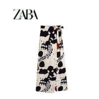 European and American style 2022 spring new womens clothing wrap-style printed casual mid-waist wide pants 2801158 330