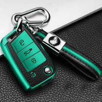 【YY】TPU Leather Car Flip Key Remote Case Shell Cover for VW for Volkswagen MK7GTI 7Golf 7Golf R for Octavia A7 SET