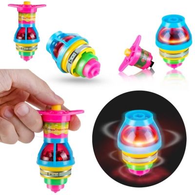 ของเล่นลูกข่างหมุนเรืองแสง2023ลูกข่างของเล่นคลาสสิกสำหรับเด็กมีไฟ Led กระพริบของเล่นที่ดีดเสื้อสีสันสดใส
