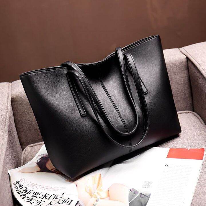 กระเป๋าหนังแท้สำหรับสุภาพสตรีความจุสูง-2023-ใหม่ไหล่เดียว-commuter-tote-กระเป๋าผู้หญิงพรีเมี่ยมความรู้สึกร้อยกระเป๋าถือกระเป๋าขนาดใหญ่