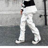 Oversized R Street Style Open Line Zipper Split Jeans Mens Straight Long Pants 15590