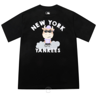 MLB  NY  เสื้อยืดคอกลมลำลองสำหรับบุรุษและสตรีฤดูร้อนพิมพ์ผ้าฝ้าย 100% เรียบง่าย