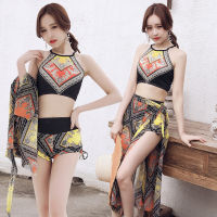 3PCS Sleeveless Tankini Women Ethnic Style Swimming Suit Floral Print Bathing Suit Swimwear