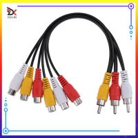 [KCLUB] Black 25cm 3 RCA Male Jack to 6 RCA Female Plug Splitter Audio Video AV Adapter Cable Black