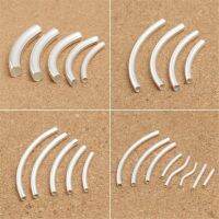 ✻﹍ 5pcs 20/25/30/35/40mm 925 Sterling Silver Long Curved Noodle Tube Spacer Beads for DIY Necklace Bracelet Jewelry Craft Making