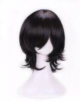 Fei-Show Syntheitc ชุดวิกผมผมสีดำหยักสั้นไฟเบอร์กันความร้อนการ์ตูนคอสเพลย์ร้านเสริมสวยวิกผมบ๊อบนักเรียนหญิง