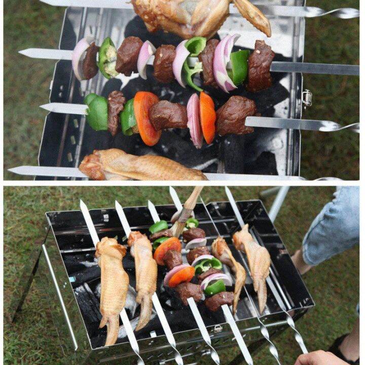 6pcs-55cm-bbq-skewers-long-handle-shish-kebab-barbecue-grill-stick-wood-bbq-fork-stainless-steel-outdoors-grill-needle