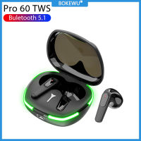 BOKEWU หูฟัง Pro60ไร้สายบลูทูธ5.1กันน้ำตัดเสียงรบกวนสำหรับเล่นเกมหูฟังพร้อมไมโครโฟน