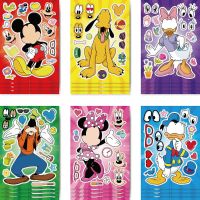 6/12Sheets Disney Make a Face Puzzle Stickers Mickey Mouse Donald Duck Kids Assemble Jigsaw Toys Children Funny Game Party Gift Stickers