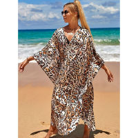 Over Size Boho Dress Leopard Print Beach Cover Up 2022 Robe De Plage Sarong Swimsuit Cover Up Hand Made Crochet Beachwear Tunic