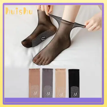 Summer Sexy Womens Lace Sheer Silk Short Mesh Socks Non-slip Ankle Socks