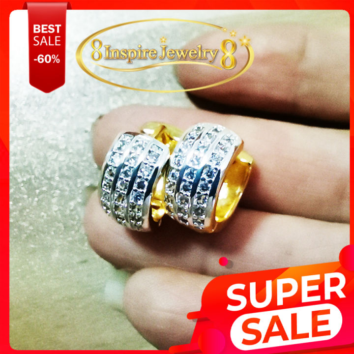 inspire-jewelry-ต่างหูห่วงฝังเพชรสวิสเกรด-aaa-เรียงแถว-หุ้มทองคำ18kสวยหรู-งานแฟชั่นอินเทรนระดับแนวหน้า