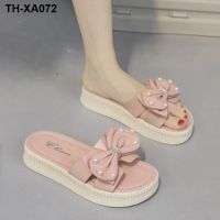 Bowknot sandals and slippers women go out in summer to wear 2023 new net red fashion all-match shoes fairy wind slippers