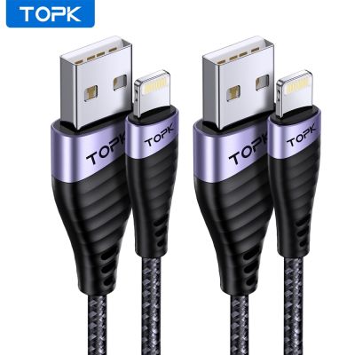 TOPK [2Pack] MFi Certified USB to Lightning Cable  Nylon Braided iPhone Charger Cable for iPhone 14 Pro Max 13 X Cables  Converters