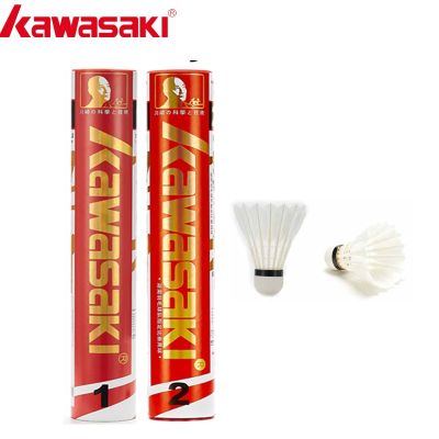 12Pcs Kawasaki Badminton Shuttlecock Goose Feather Badminton Ball Speed 76 77 White Badminton Accessories TEAM 2 TEAM 1