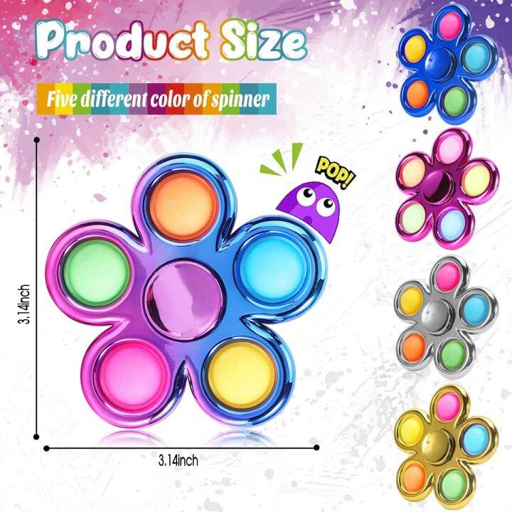 เด็ก2 Pack Fidget Led Light Up Push Bubble Pop Spinner,ความเครียด ...