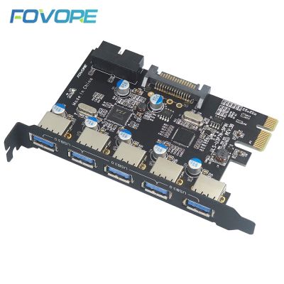 การ์ด USB PCIe ขยายพอร์ต USB ของคุณได้อย่างรวดเร็ว USB3.0การ์ดขยาย PCI-E 5พอร์ตภายนอก10x เร็วกว่าอะแดปเตอร์ FJK3825 USB2.0