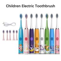 ✎ USB Sonic Children Electric Toothbrush Rechargeable Colorful Cartoon Brush Kids Automatic IPX7 Waterproof With Replacement Head