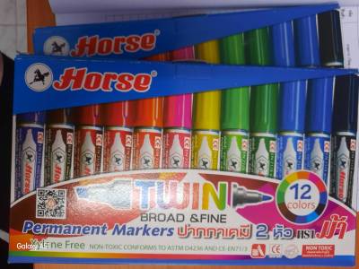 Horse ปากกาเคมี 2 หัว ชุด 12 สี