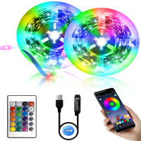 USB หลอดไฟ LED Strip บลูทูธ RGB 5050 5โวลต์ไฟ LED ที่มีความยืดหยุ่นโคมไฟเทปริบบิ้นทีวีสก์ท็อปหน้าจอแสงไฟไดโอดเทป Luces