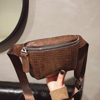 Womens Waist Bag Leather Fanny Pack Zipper Crocodile Skin Chest Pack Large Capacity Banana Bags Fashion Female Belt Bag Wallet