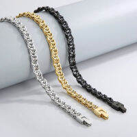 7มม. สีทอง Tangled สแตนเลส Herringbone Chain สร้อยคอผู้ชาย Punk พิเศษ Knotted โซ่แฟชั่นเครื่องประดับ Party Gift