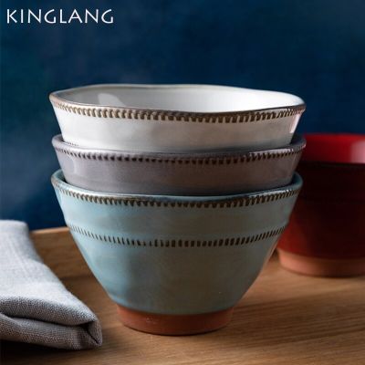 Kinglang ชามข้าวเซรามิกขนาดเล็กสไตล์ญี่ปุ่นถ้วยซุปบนโต๊ะอาหารขนาด4.5นิ้ว Guanpai4ชาม