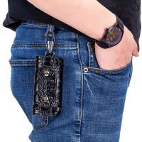 Crocodile Pattern Mens Key Bag Unisex Split Leather Key Holder Wallet Male Home Keyholder