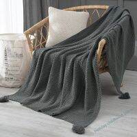 Thread Blanket with Tassel Solid Beige Grey Coffee Throw Blanket for Bed Sofa Home Textile Fashion Cape 130x170cm Knitted Carpet