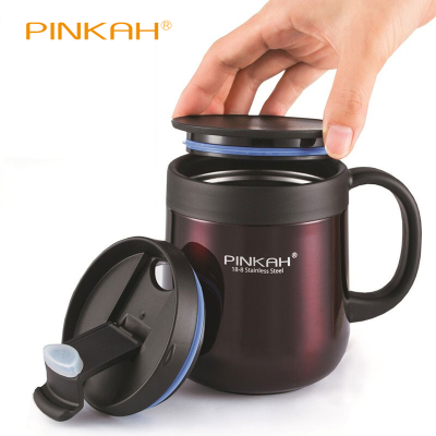 2021Pinkah 340&amp;460ML 304 Stainless Steel Thermos Mugs Office Cup With Handle With Lid Insulated Tea mug Thermos Cup Office Thermoses