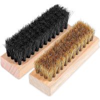 2 Pcs Shoe Brushes Traditional Shoe Polish Brushes Boots Polish Cleaning Brushes with Cleaning Cloth Shoe Care