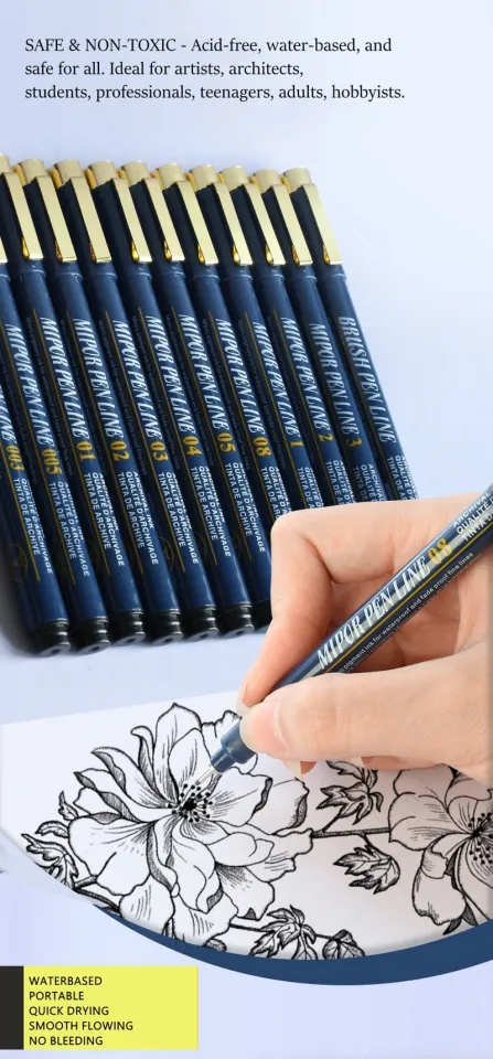 Micro Pens set, Fine Point, Fineliner Ink Pens, Pigment Liner Sketch Pen,  Technical Drawing pen, Black, for Art Sketching Anime
