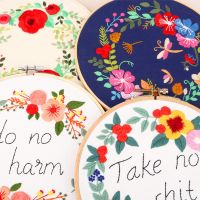 [COD] Happiness diy hand embroidery package novice European fabric flower letter needlework set