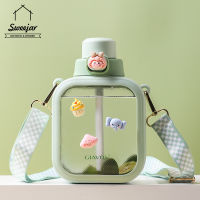 SWEEJAR กาต้มน้ำขนาดใหญ่น้ำ PC ใสขวดพร้อมหลอดน้ำแบบพกพากลางแจ้งพร้อมสายรัดขนาด700มล.