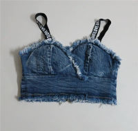 Denim Tanks Tops สายสปาเก็ตตี้ผู้หญิงกางเกงยีนส์ Crop Top ผู้หญิง Camis สำหรับสตรี Corset Zipper