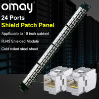 OMAY 19－นิ้ว 24 พอร์ต 1U RJ45 แผงแพทช์โมดูลหุ้มฉนวน Rackmount Wall Mount CAT5E CAT6 CAT6A CAT7 CAT8 STP Keystone Jack