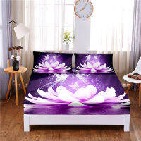 Beautiful Flower Digital Printed 3pc Polyester Fitted Sheet Mattress Cover Four Corners with Elastic Band Bed Sheet Pillowcases