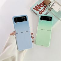 เคสสำหรับ Samsung Galaxy โทรศัพท์แบบสีการไล่ระดับแฟชั่น Z Flip 4 Flip 3 5G กล่องปกพลาสติกเพ้นท์แข็งสำหรับ ZFlip3 ZFlip4