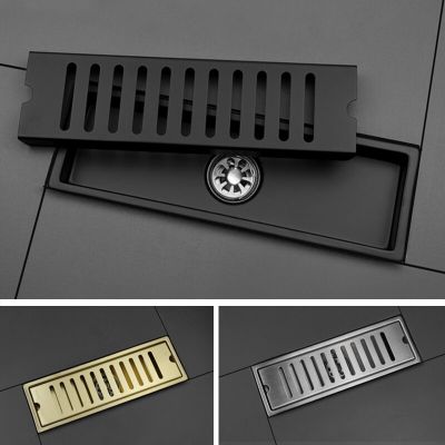 Rectangle 304 Stainless Steel Black Brushed Gold Bathroom Linear Shower Floor Drain Waste Trap Long Drainage Conceal Floor Drain  by Hs2023