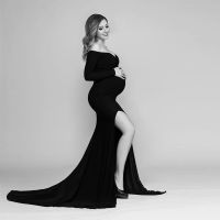 【DT】hot！ Shoulderless Maternity Dresses Photoshoot Gown Baby Shower Photography Pregnancy