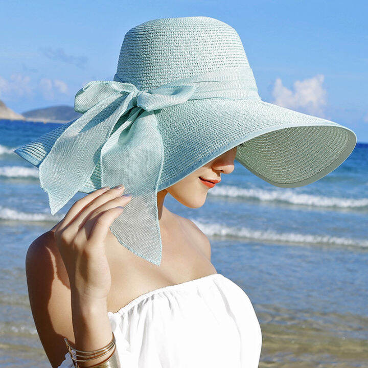 uv-protection-cap-folding-beach-hat-hundreds-of-beach-hat-straw-hat-with-bow-wide-brim-sun-hat-hand-knit-sun-hat