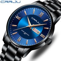 （A Decent035）CRRJU Mens WatchStainless Steelfor MenBusiness Men 39; S WristAnalogQuartz WatchesDate