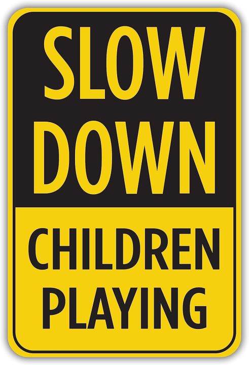 Slow Down Children Playing Tin Sign Metal Sign Children Playing Sign ...