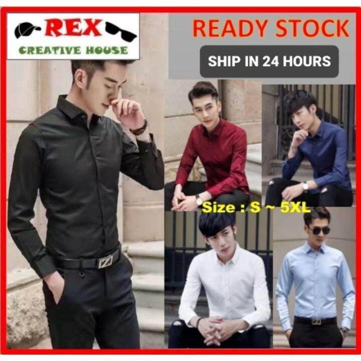 ready-stock-at-malaysia-men-formal-button-smart-casual-plus-size-long-sleeve-slim-fit-baju-kemeja-suit-shirt