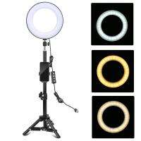 8 Inch Desktop LED Ring Light 3 Lighting Modes Dimmable USB Powered with Phone Holder Mini Ball Head Tripod Stand Remote Control for YouTube Live Video Recording Network Broadcast