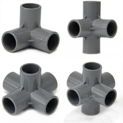 2Pcs Grey I.D20-50mm 3-way/4-way/5-way/6-way ThreeDimensional PVC Equal Diameter Tube Joint Connector Water Supply Pipe Fitting