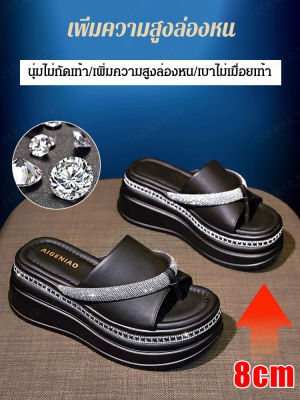 carmar รองเท้าแตะหนังหนาสำหรับผู้หญิงสไตล์ใหม่ ใส่นอกบ้านในฤดูร้อน เพิ่มความสูงให้สวยงาม สบายตามมาตรฐาน ทันสมัย