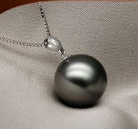 Fashion jewelry Free Shipping gorgeous 10-11mm natural tahitian black shell pearl pendant necklace