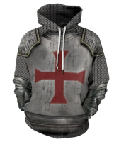 3D HOODIE-  XZX180305   KNIGHTS TEMPLAR COMMANDERY HOODIE - CASUAL JESUS GUARD , SWEATSHIRTS &amp; ZIPPER 08