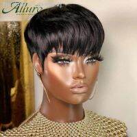 Natural Short Bob Pixie Cut Wigs For Black Women Straight Colored Human Hair With Bangs Glueless Natural Brazilian Hair Allure [ Hot sell ] Toy Center 2